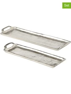 2er-Set: Dekotabletts "Bath" In Silber