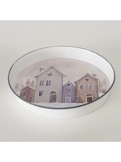 2er-Set: Tabletts "Houses" In Grau/ Beige - Ø 28 Cm -Typhoon Store boltze 2er set tabletts houses in grau beige o 28 cm 2