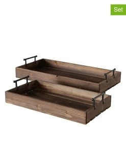 2er-Set: Tabletts "River" In Braun