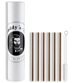 Trinkhalme 7er Set Ø8mm, Länge:15 Cm 18/8 Edelstahl, Gunmetal-Look In Braun