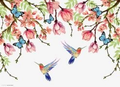 Tischsets I Platzsets Abwaschbar - Kolibris Und Schmetterlinge - Aus Erstklassigem Vinyl (Kunststoff Ð BPA-frei) - 4 Stück - 44 X 32 Cm - Rutschfeste Tischdekoration