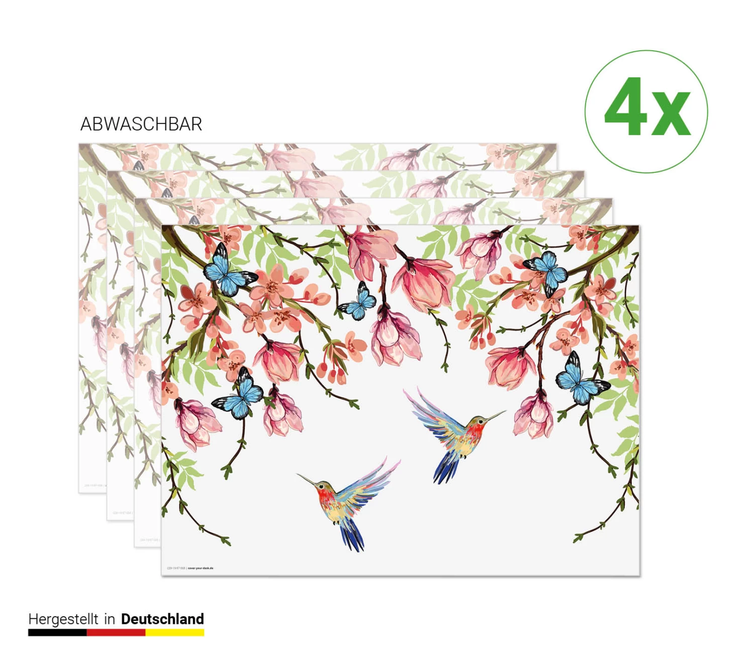 Tischsets I Platzsets Abwaschbar - Kolibris Und Schmetterlinge - Aus Erstklassigem Vinyl (Kunststoff Ð BPA-frei) - 4 Stück - 44 X 32 Cm - Rutschfeste Tischdekoration 4 Tischsets I Platzsets Abwaschbar - Kolibris Und Schmetterlinge - Aus Erstklassigem Vinyl (Kunststoff Ð BPA-frei) - 4 Stück - 44 X 32 Cm - Rutschfeste Tischdekoration – Bild 4