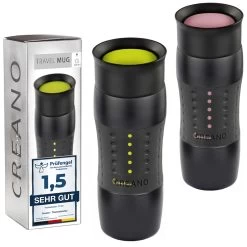 2x Creano Travel-Mug 400ml Rosa + Grün Isolierend Aus Edelstahl