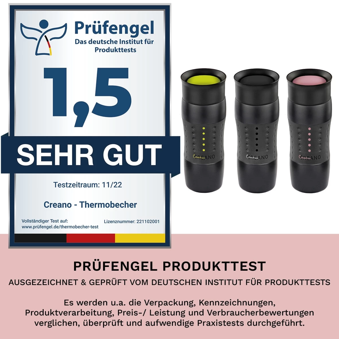 2x Creano Travel-Mug 400ml Rosa + Grün Isolierend Aus Edelstahl 4 2x Creano Travel-Mug 400ml Rosa + Grün Isolierend Aus Edelstahl – Bild 4