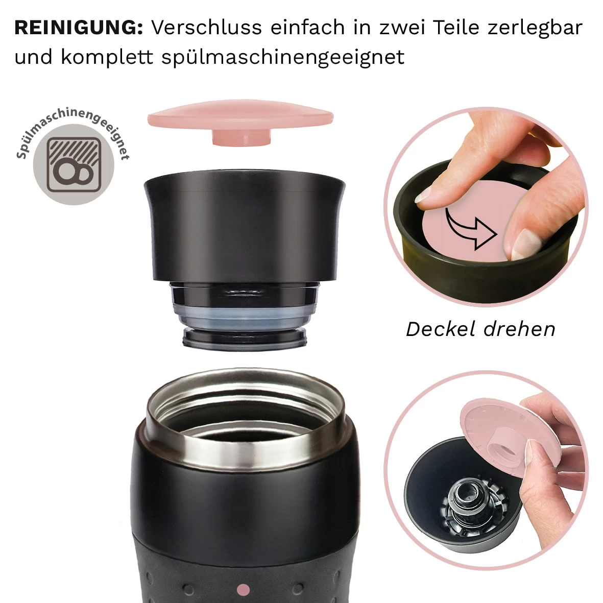2x Creano Travel-Mug 400ml Rosa + Grün Isolierend Aus Edelstahl 6 2x Creano Travel-Mug 400ml Rosa + Grün Isolierend Aus Edelstahl – Bild 6