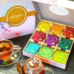 GESCHENK-BOX "Kräuter-Früchte -TEE" BIO 45 Teebeutel In 9 Sorten -Typhoon Store creano geschenk box krauter fruchte tee bio 45 teebeutel in 9 sorten 5