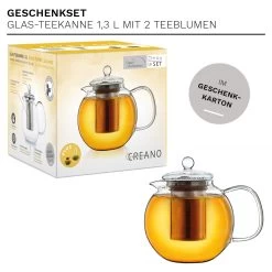 Teekannen-Geschenkset 1x Teekanne 1.3l Inkl. 2 Teeblumen Grüner + Weißer Tee -Typhoon Store creano teekannen geschenkset 1x teekanne 1 3l inkl 2 teeblumen gruner weisser tee 2