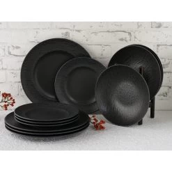CreaTable Rondo SCHIEFER Teller Set 12 Teilig In Schwarz -Typhoon Store creatable creatable rondo schiefer teller set 12 teilig in schwarz 3