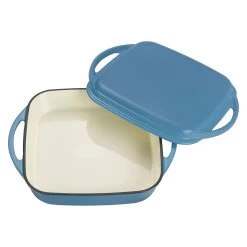 2 Tlg. Set Gusseisen Bräter Mit Deckel 1.5 L In Hellblau