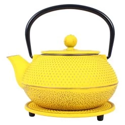 4 Tlg. Set Teeservice Aus Gusseisen Inkl. 2 Tassen 0.8 L In Gelb