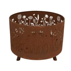 Feuerkorb Blumenwiese Feuerschale H: 40cm In Braun