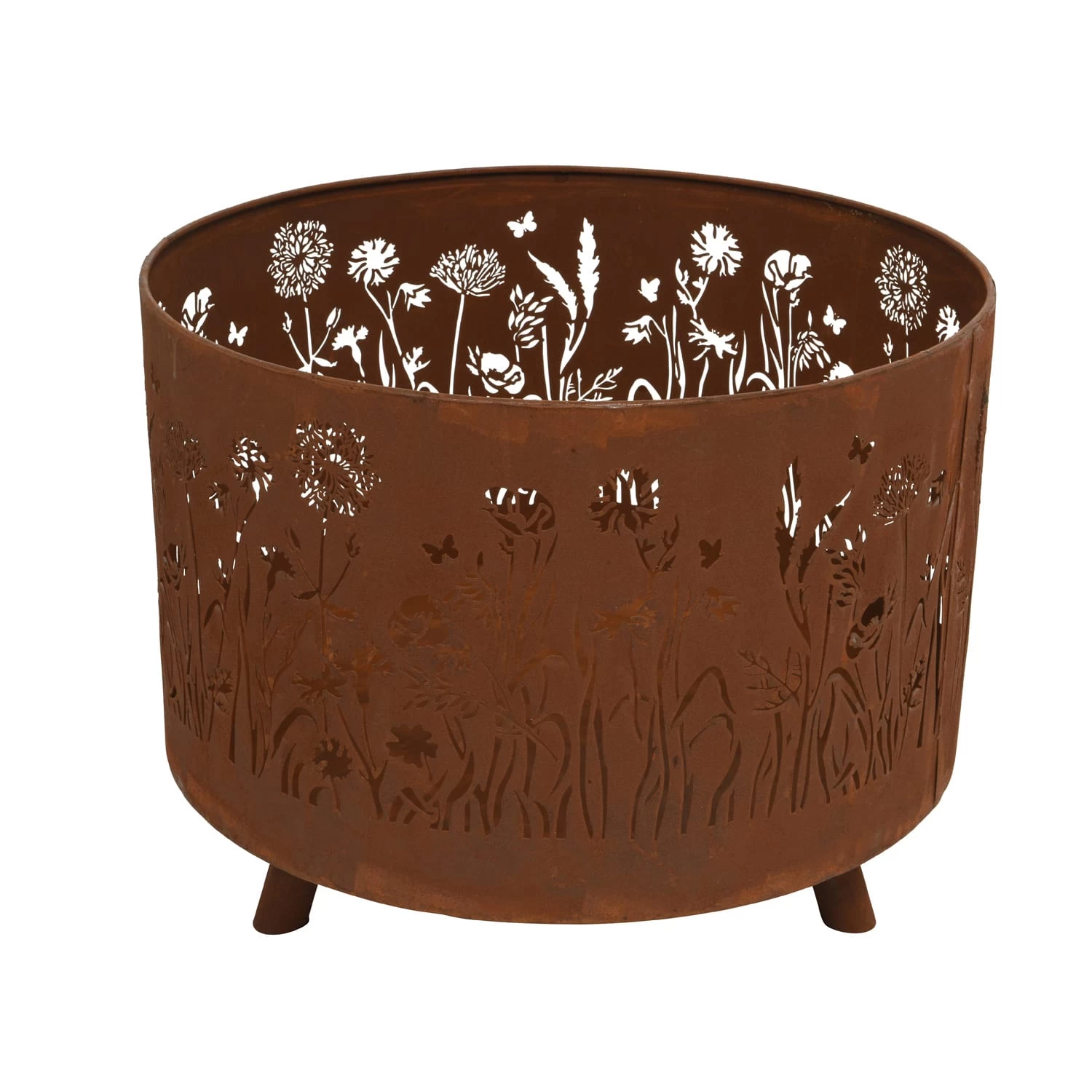 Feuerkorb Blumenwiese Feuerschale H: 40cm In Braun 1 Feuerkorb Blumenwiese Feuerschale H: 40cm In Braun