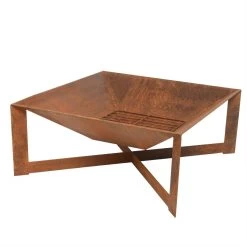 Feuerschale Quadratischer Feuerkorb L: 70cm In Braun