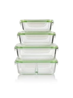 Frischhaltedosen 4er Set Glas Klick-It Gefrierdosen Lunchbox Brotdose Limegreen -Typhoon Store gourmetmaxx frischhaltedosen 4er set glas klick it gefrierdosen lunchbox brotdose limegreen 3
