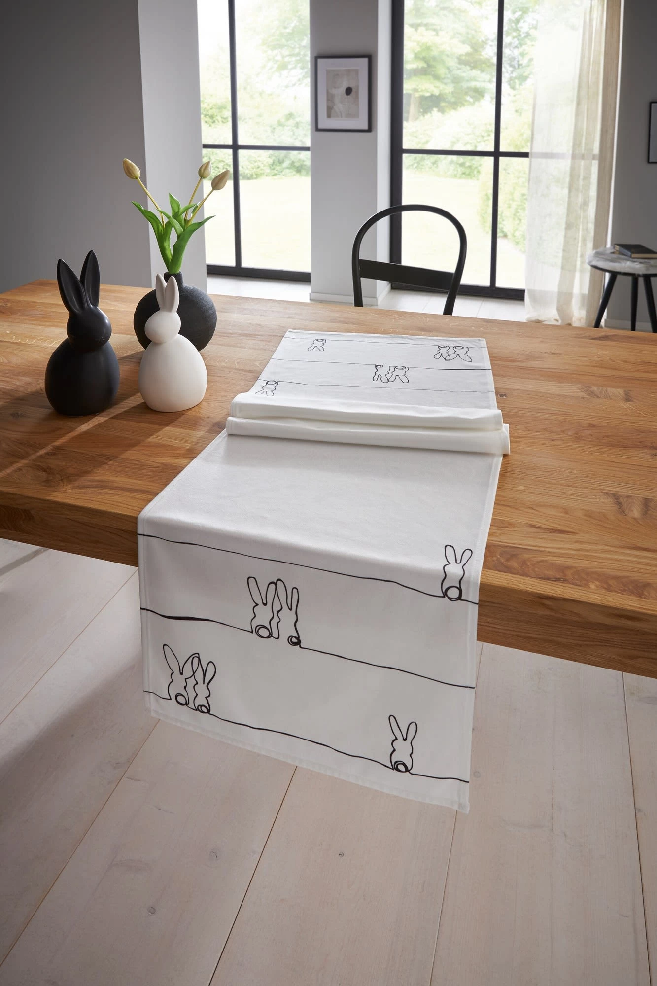 Tischläufer "Line-Art" 40x140cm In Weiß 3 Tischläufer "Line-Art" 40x140cm In Weiß – Bild 3