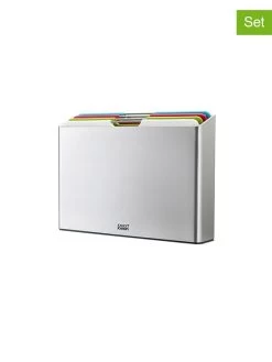 5tlg. Schneidebrett-Set In Silber/ Bunt