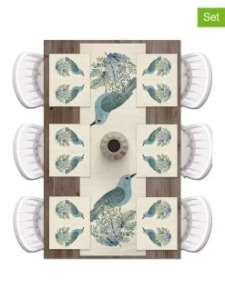 7tlg. Set: Tischläufer Und Tischsets In Creme