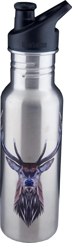 Klean Kanteen Edelstahl-Trinkflasche ® Classic Deer XMAS-Edition, 532 Ml, Sport Cap