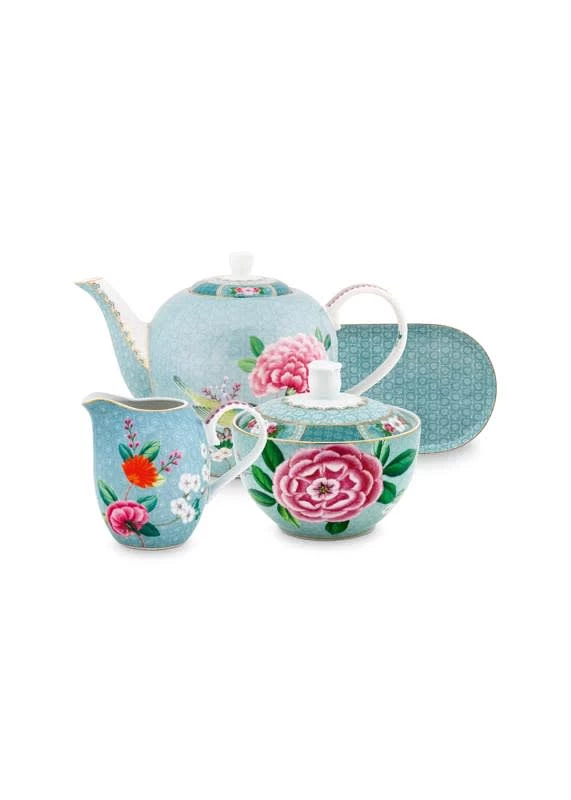 Pip Studio 4tlg: Teegeschirr "Tea Set Blushing Birds" In Blau 1 Pip Studio 4tlg: Teegeschirr "Tea Set Blushing Birds" In Blau