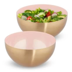 2 X Salatschüssel In Rosa/ Gold - (H)12,5 X Ø 25 Cm