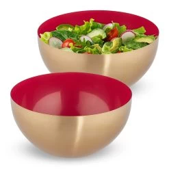 2 X Salatschüssel In Rot/ Gold - (H)12,5 X Ø 25 Cm