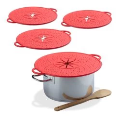 4x Überkochschutz In Rot - Ø 30 Cm -Typhoon Store relaxdays 4x uberkochschutz in rot o 30 cm 3