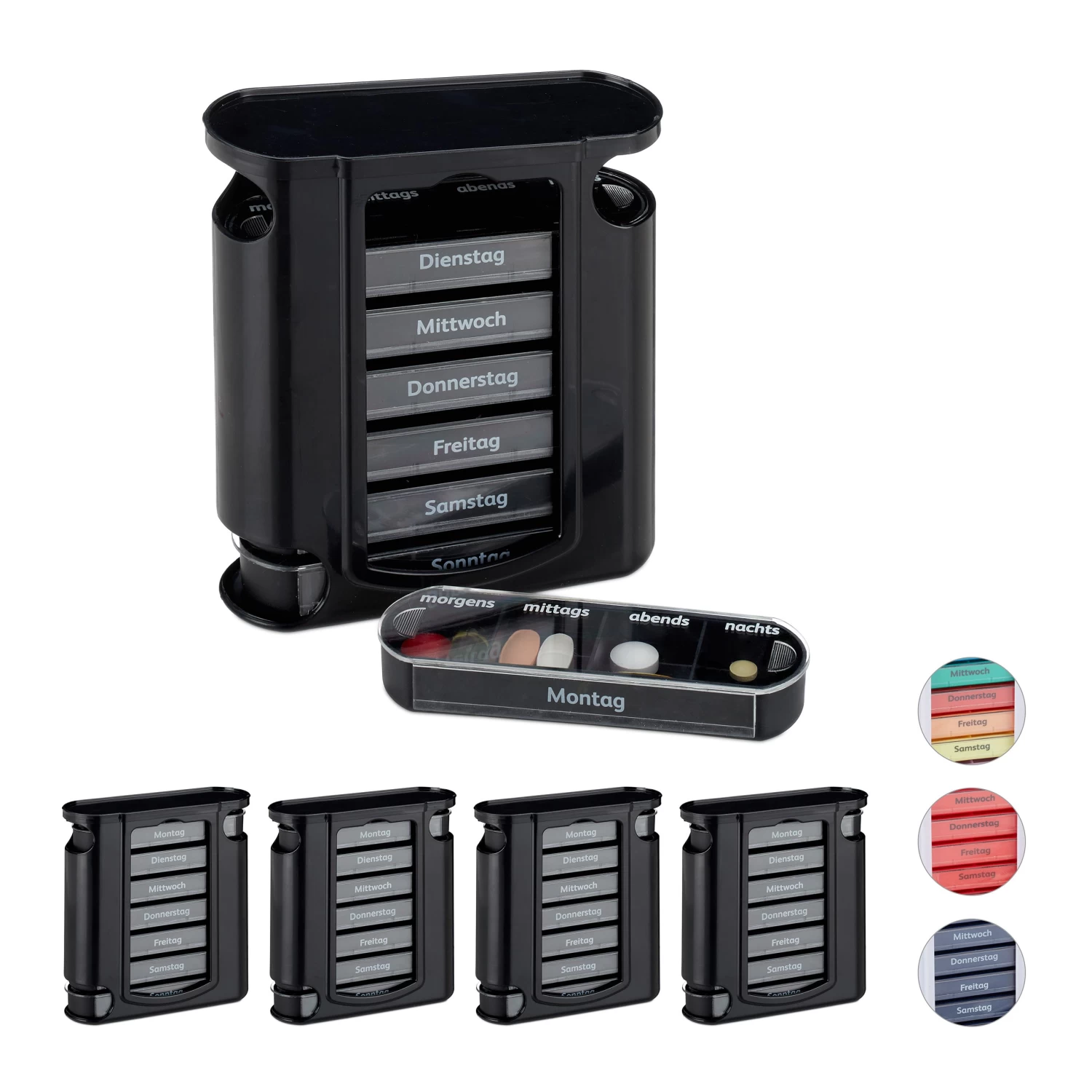 5x Pillendose In Schwarz 1 5x Pillendose In Schwarz