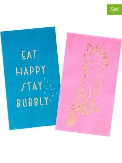 Rice 2er-Set: Servietten In Blau/ Pink - 2x 20 Stück