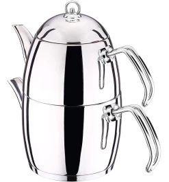 Teekessel 1,4 Und Wasserkessel 2,1 Liter 18/10 Edelstahl In Silber