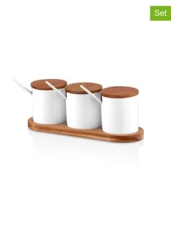 4tlg. Gewürzdosen-Set In Hellbraun/ Weiß