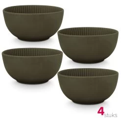 VTwonen Geschirr "Set/4 Bowl Relievo Dark Green" In Grün - 15cm