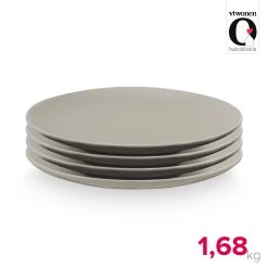 VTwonen Geschirr "Set/4 Plate Matt Flax" In Grau - 20cm -Typhoon Store vtwonen geschirr set 4 plate matt flax in grau 20cm 2